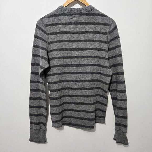 Abercrombie & Fitch Mens Grey Striped Thermal Size M Muscle Fit Long Sleeve Y2K - Picture 3 of 10